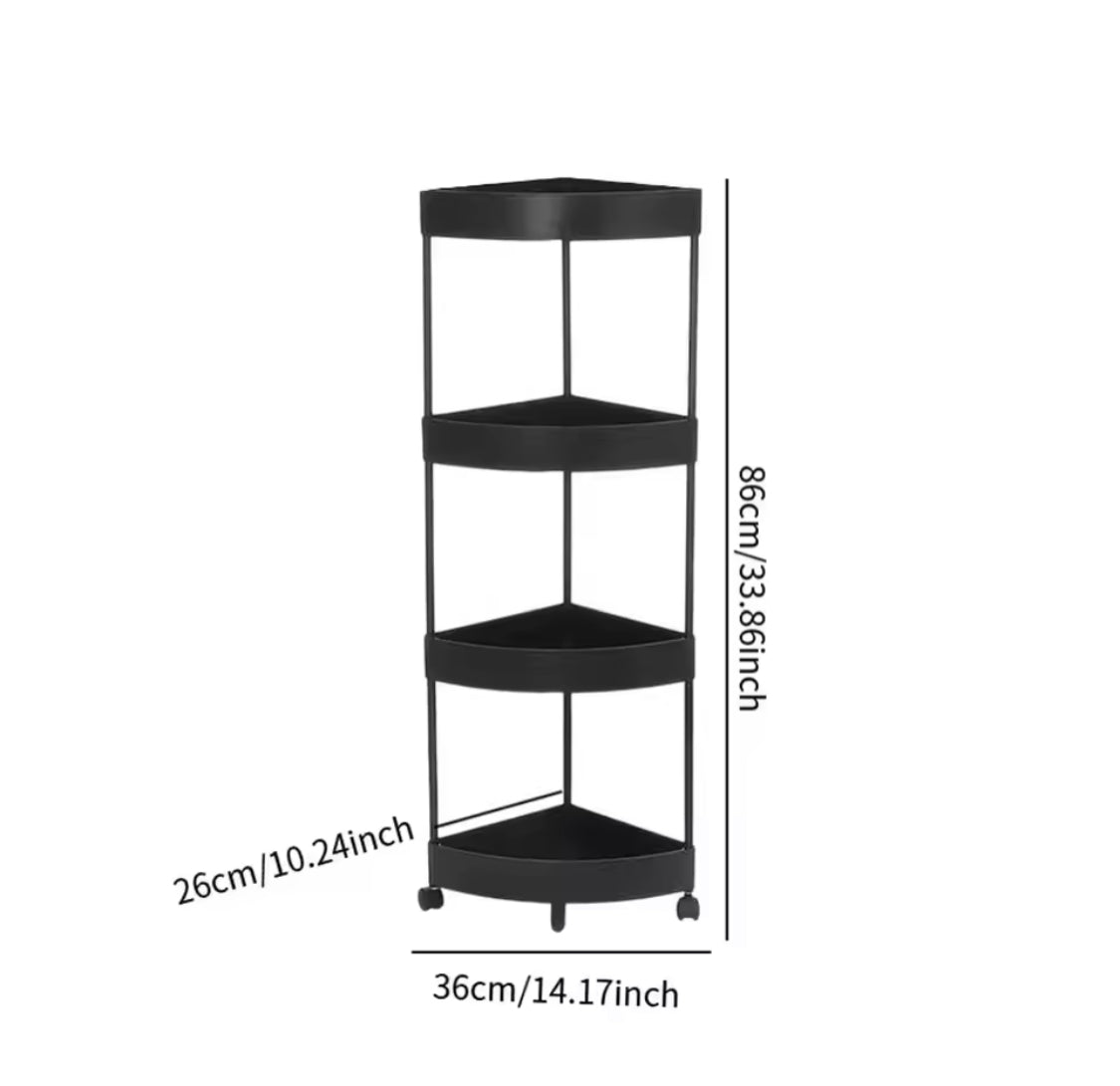 4 Layer Storage Rack, Multipurpose Floor Corner Rack, Movable Bathroom Corner Shelf 4 Layer Storage Rack, Multipurpose Floor Corner Rack, Movable Bathroom Corner Shelf